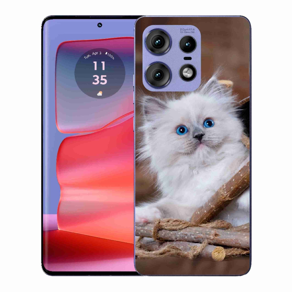 Gelový kryt mmCase na Motorola Edge 50 Pro - bílé kotě