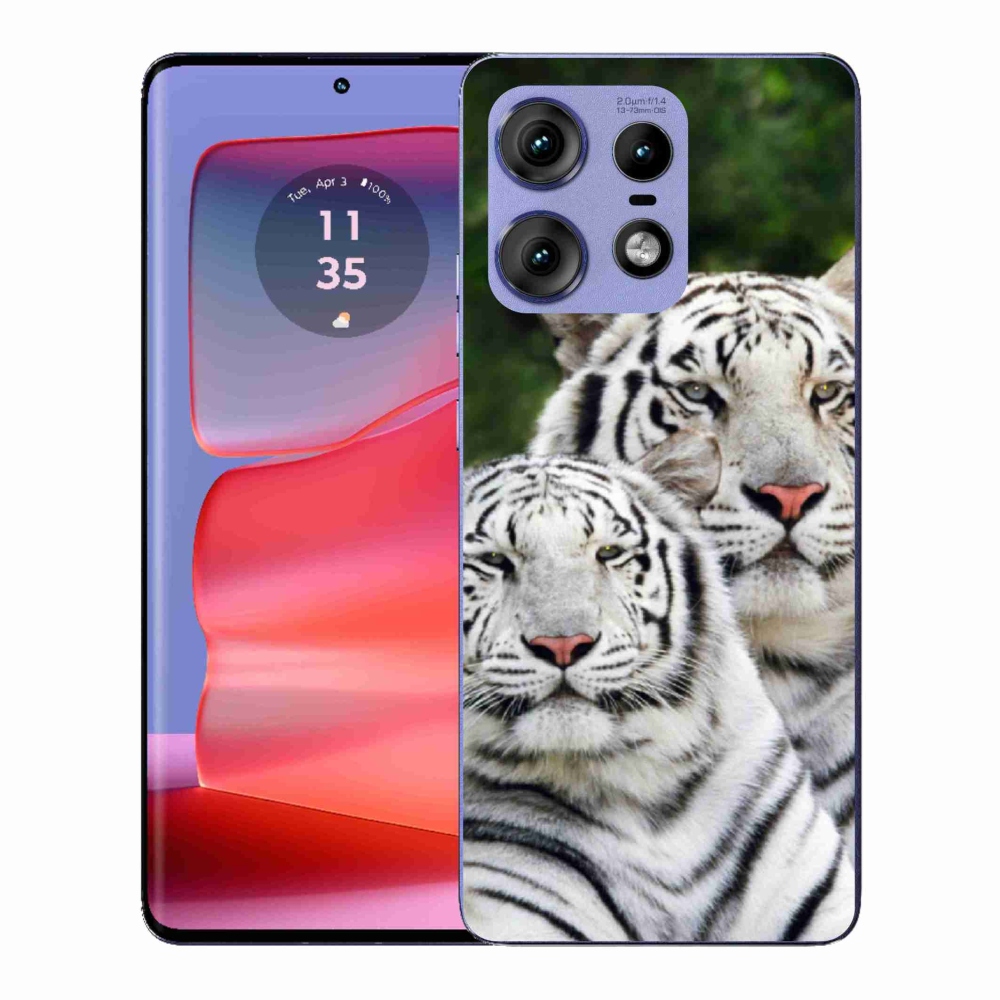 Gelový kryt mmCase na Motorola Edge 50 Pro - bílí tygři