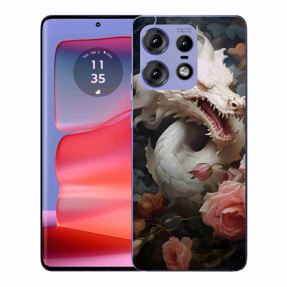 Gelový kryt mmCase na Motorola Edge 50 Pro - bílý drak