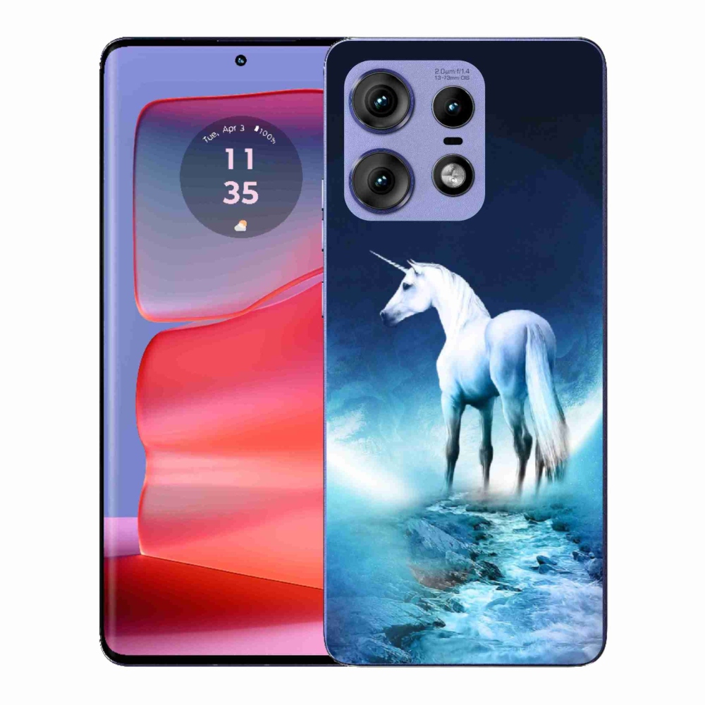 Gelový kryt mmCase na Motorola Edge 50 Pro - bílý jednorožec