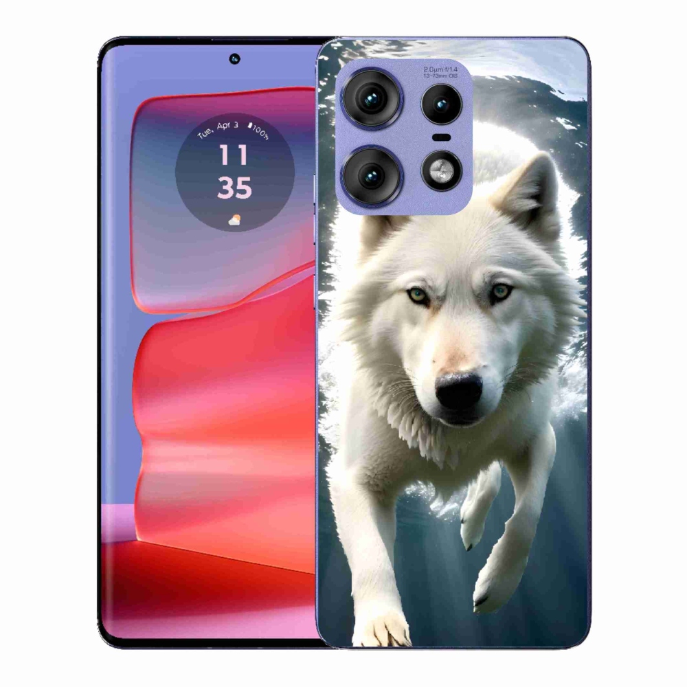 Gelový kryt mmCase na Motorola Edge 50 Pro - bílý vlk