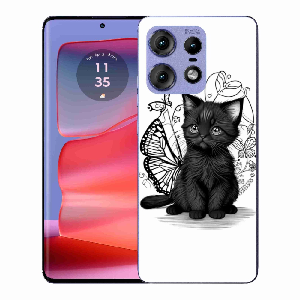 Gelový kryt mmCase na Motorola Edge 50 Pro - černé kotě