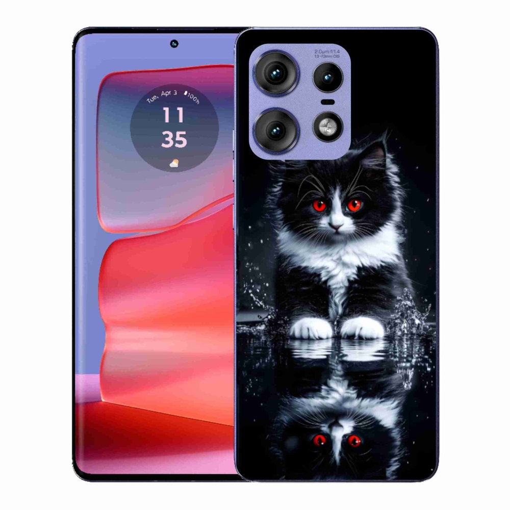 Gelový kryt mmCase na Motorola Edge 50 Pro - černobílé kotě
