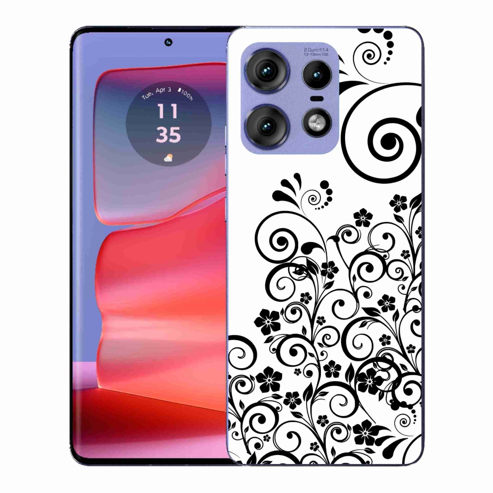 Gelový kryt mmCase na Motorola Edge 50 Pro - černobílé květinové vzory
