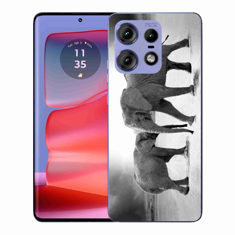 Gelový kryt mmCase na Motorola Edge 50 Pro - černobílí sloni