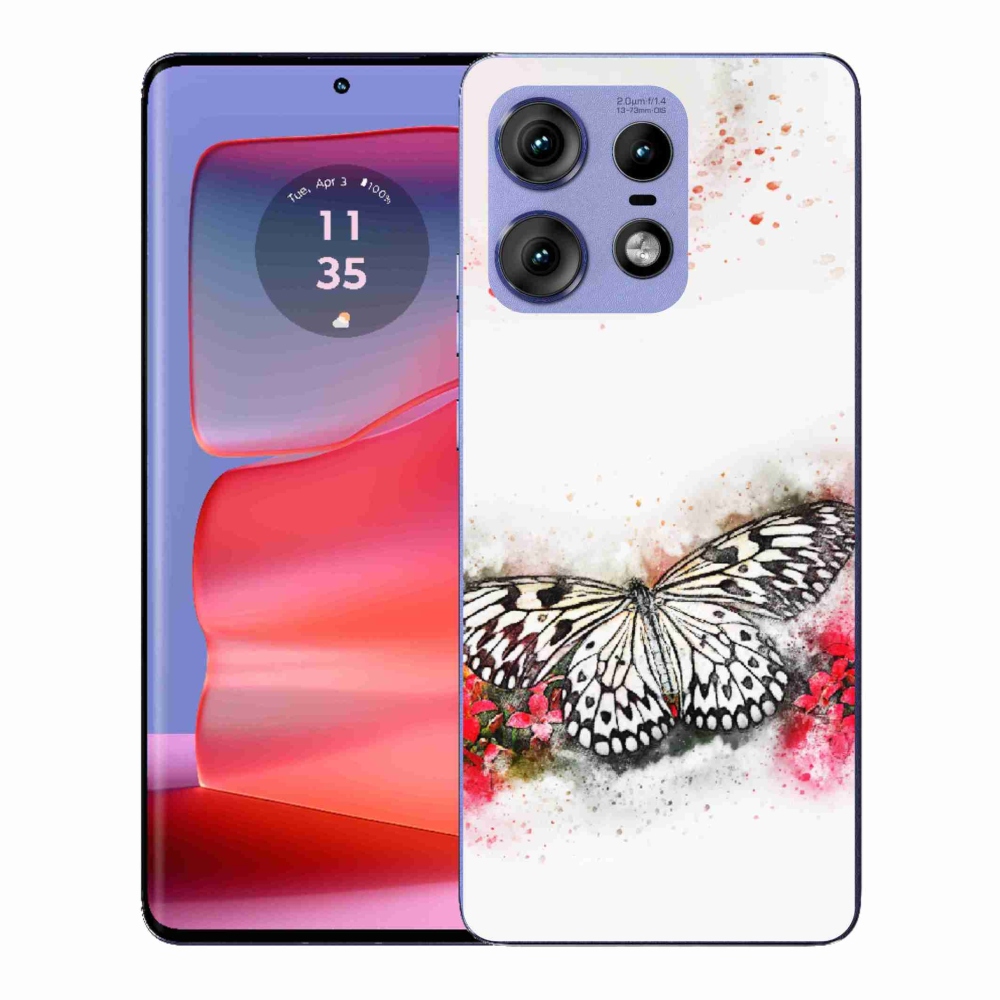 Gelový kryt mmCase na Motorola Edge 50 Pro - černobílý motýl