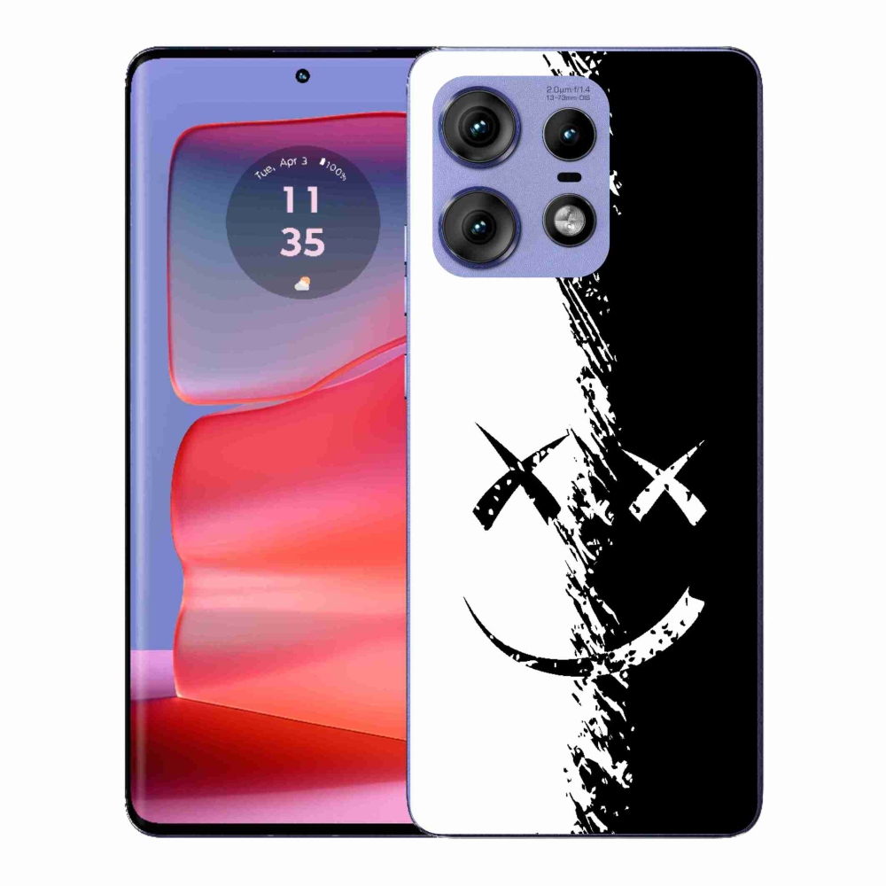 Gelový kryt mmCase na Motorola Edge 50 Pro - černobílý smajlík
