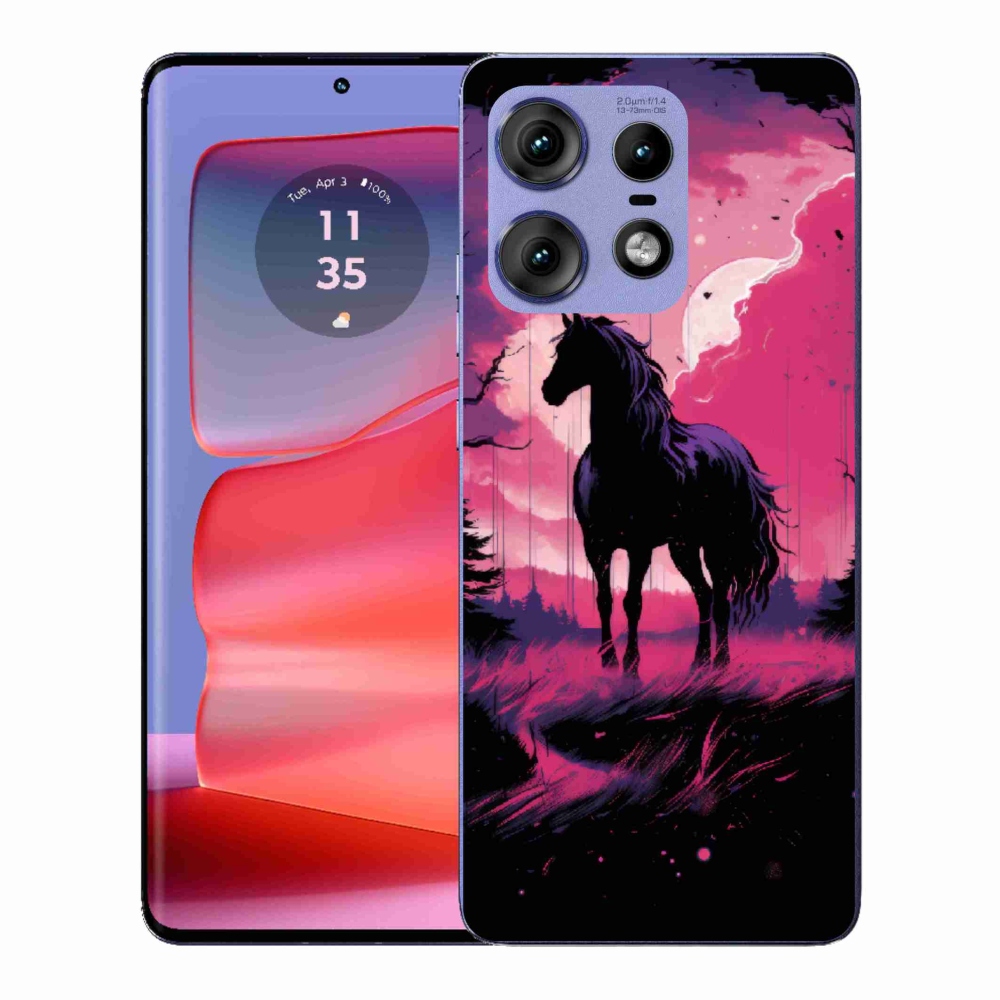 Gelový kryt mmCase na Motorola Edge 50 Pro - černý kreslený kůň 1