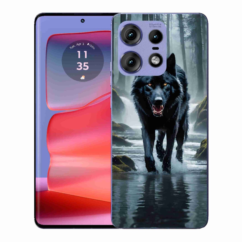 Gelový kryt mmCase na Motorola Edge 50 Pro - černý vlk