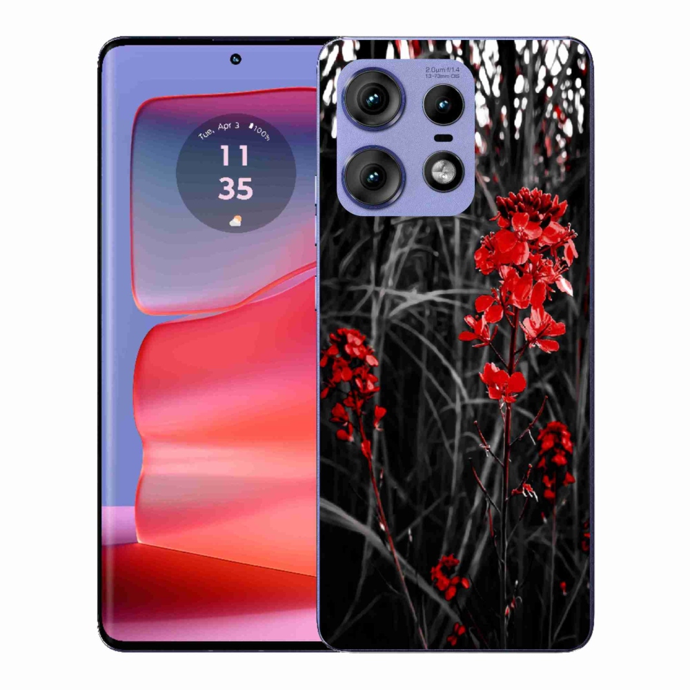 Gelový kryt mmCase na Motorola Edge 50 Pro - červená rostlina