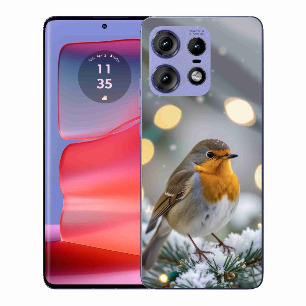Gelový kryt mmCase na Motorola Edge 50 Pro - červenka v zimě
