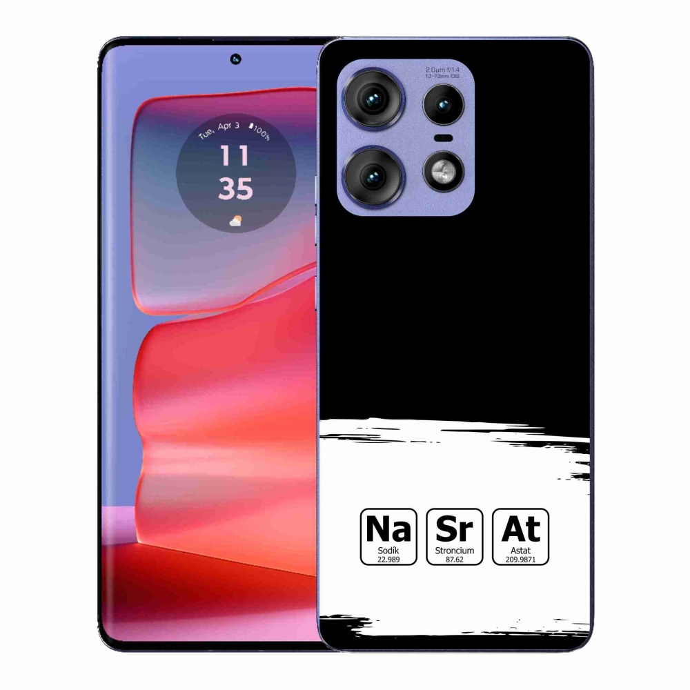 Gelový kryt mmCase na Motorola Edge 50 Pro - chemické prvky bíločerné pozadí