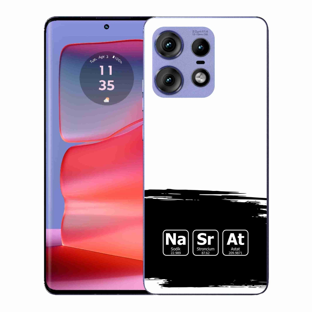Gelový kryt mmCase na Motorola Edge 50 Pro - chemické prvky černobílé pozadí
