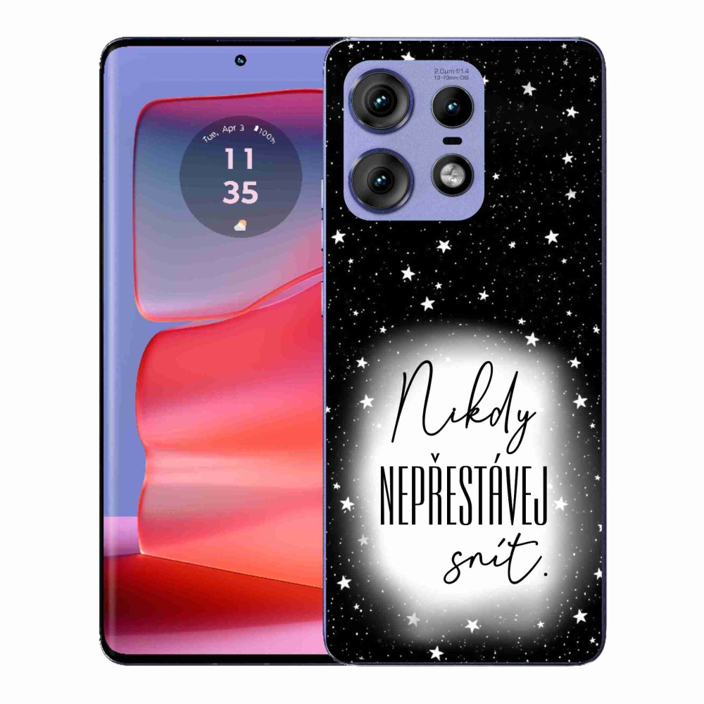Gelový kryt mmCase na Motorola Edge 50 Pro - citát 1 bíločerné pozadí