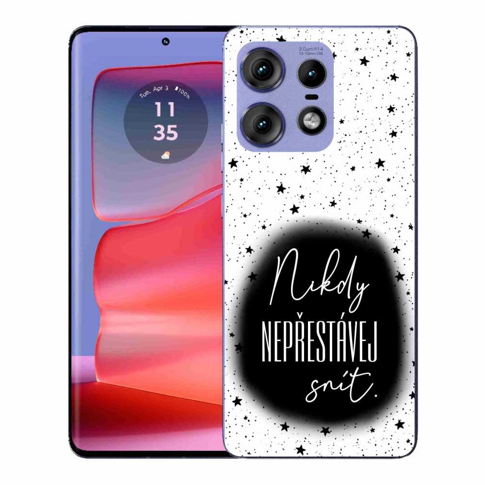 Gelový kryt mmCase na Motorola Edge 50 Pro - citát 1 černobílé pozadí