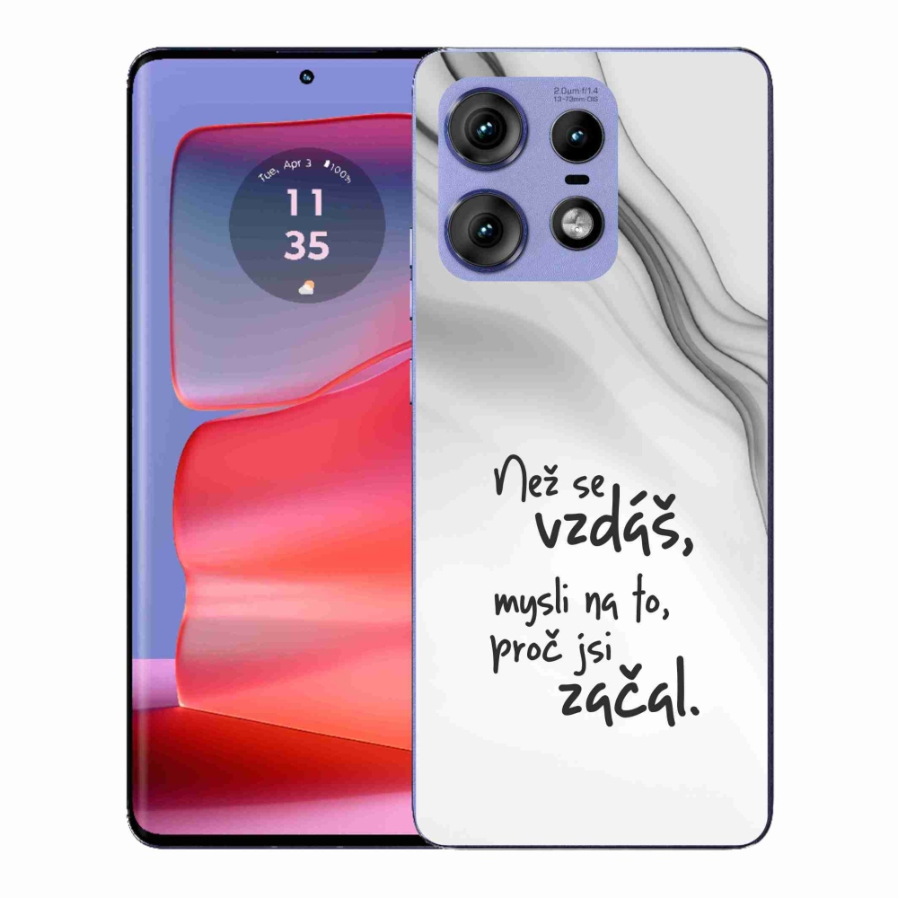 Gelový kryt mmCase na Motorola Edge 50 Pro - citát 2 bílé pozadí