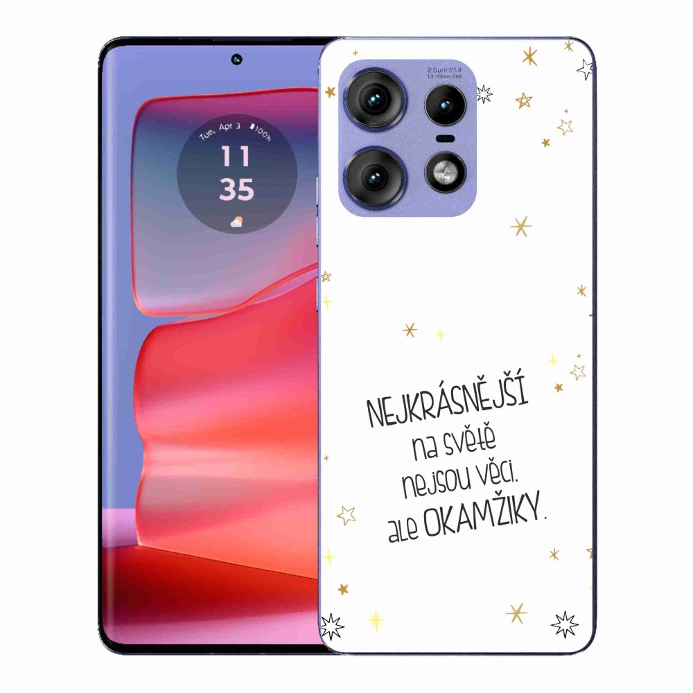 Gelový kryt mmCase na Motorola Edge 50 Pro - citát 4 bílé pozadí