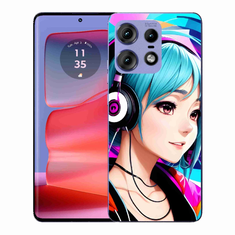 Gelový kryt mmCase na Motorola Edge 50 Pro - dívka se sluchátky