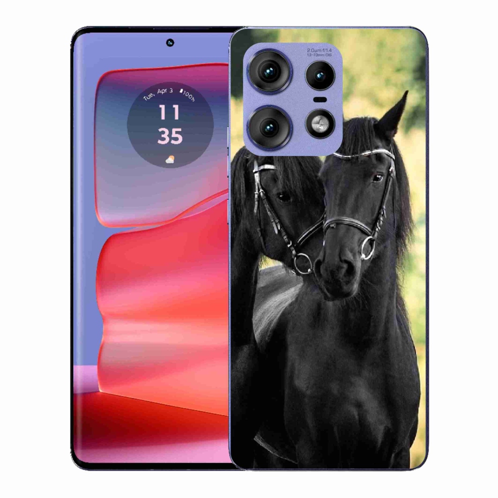 Gelový kryt mmCase na Motorola Edge 50 Pro - dva černí koně