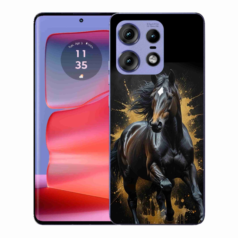 Gelový kryt mmCase na Motorola Edge 50 Pro - elegantní černý hřebec