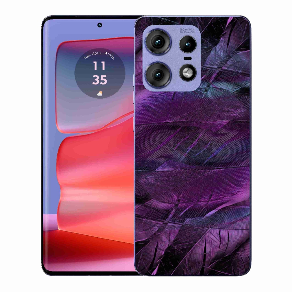 Gelový kryt mmCase na Motorola Edge 50 Pro - fialová pírka