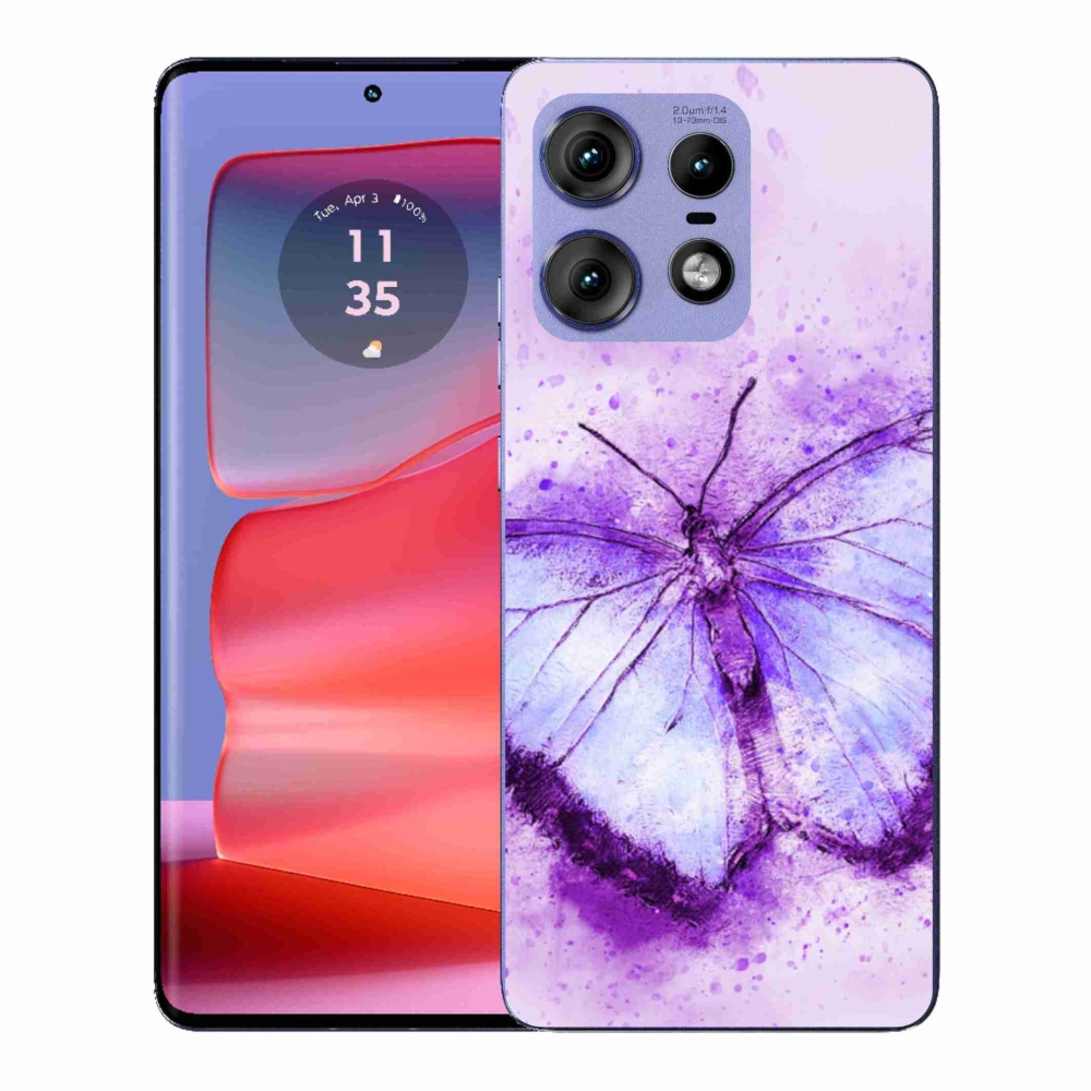 Gelový kryt mmCase na Motorola Edge 50 Pro - fialový motýl