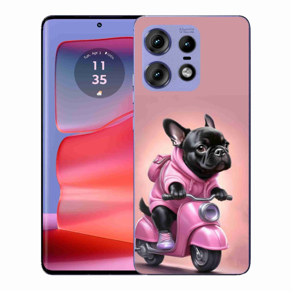 Gelový kryt mmCase na Motorola Edge 50 Pro - francouzský buldoček na skútru