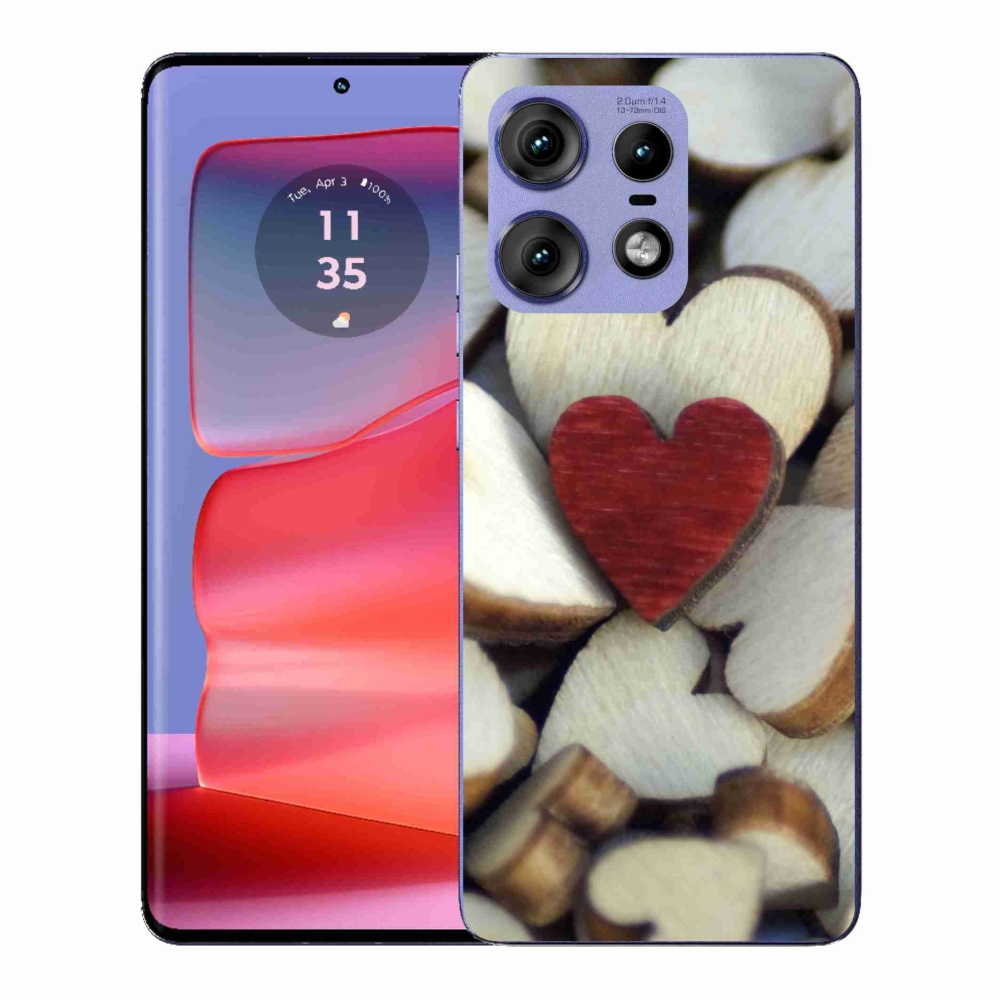 Gelový kryt mmCase na Motorola Edge 50 Pro - gravírované červené srdce 