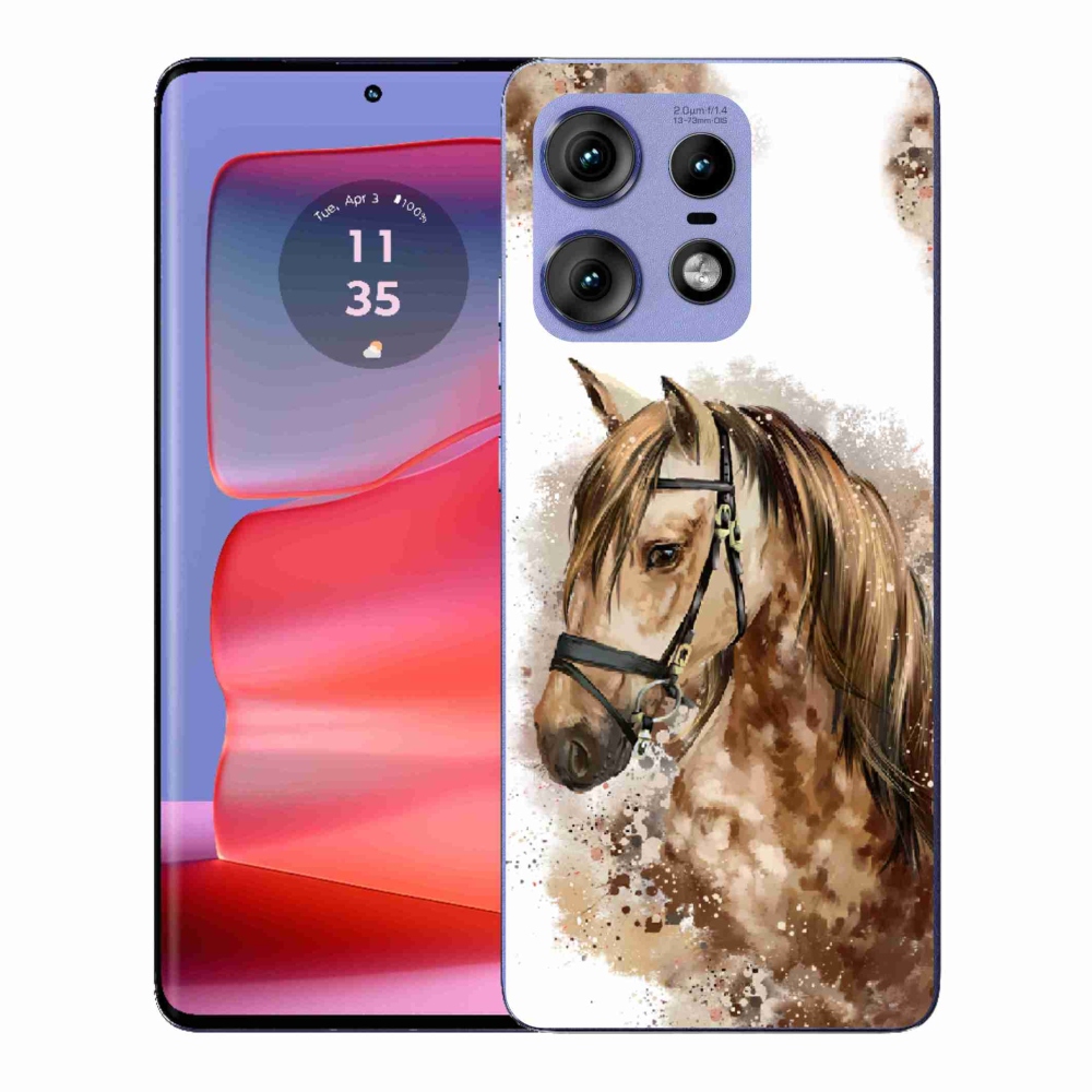 Gelový kryt mmCase na Motorola Edge 50 Pro - hnědý kreslený kůň