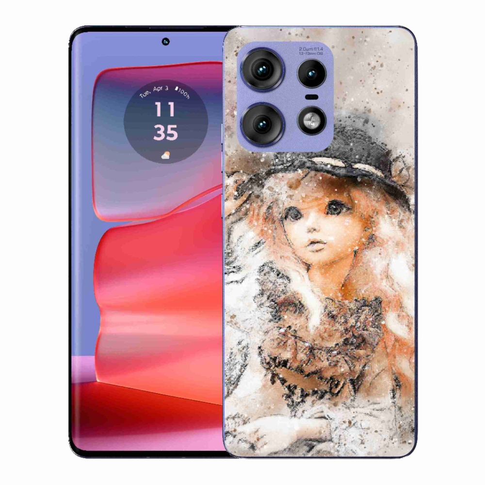 Gelový kryt mmCase na Motorola Edge 50 Pro - holčička s kloboukem