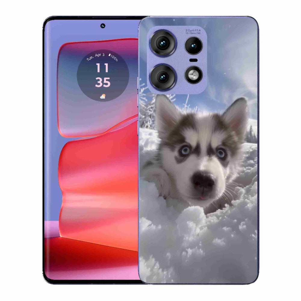 Gelový kryt mmCase na Motorola Edge 50 Pro - husky ve sněhu