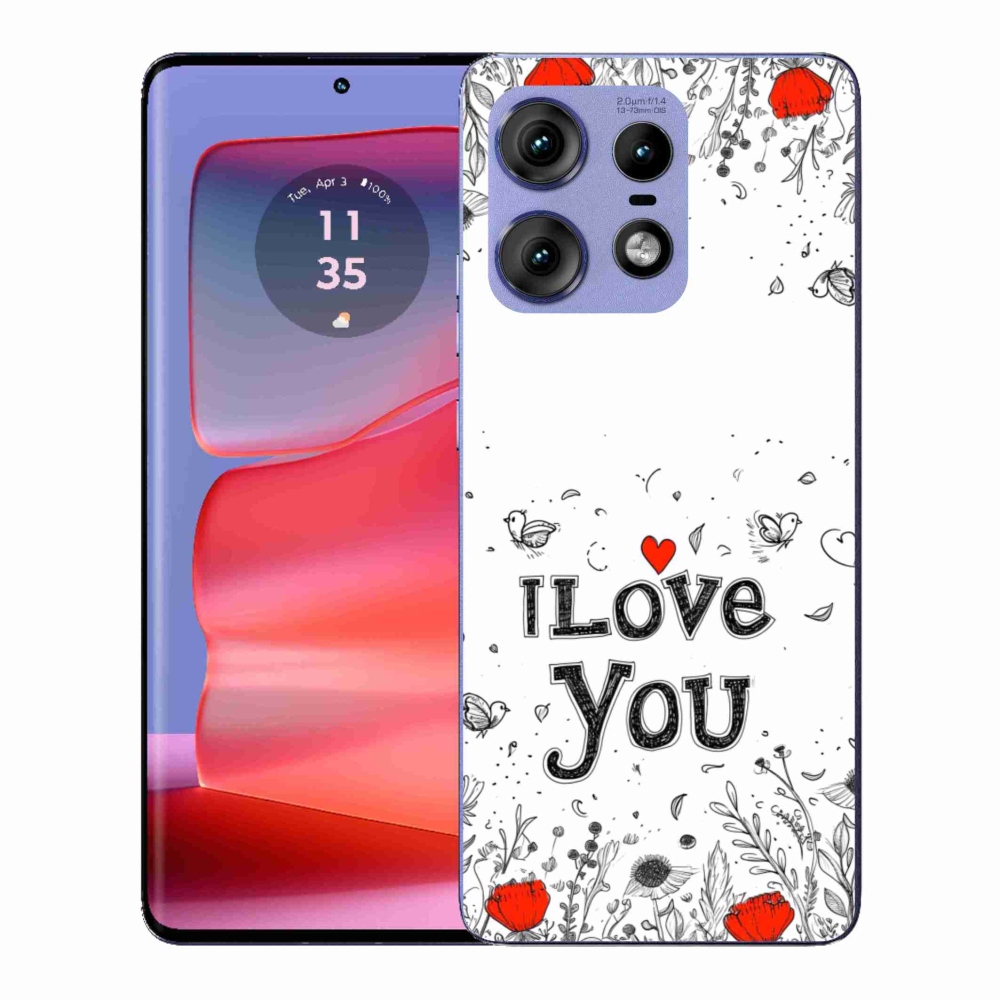 Gelový kryt mmCase na Motorola Edge 50 Pro - I love you bílé pozadí