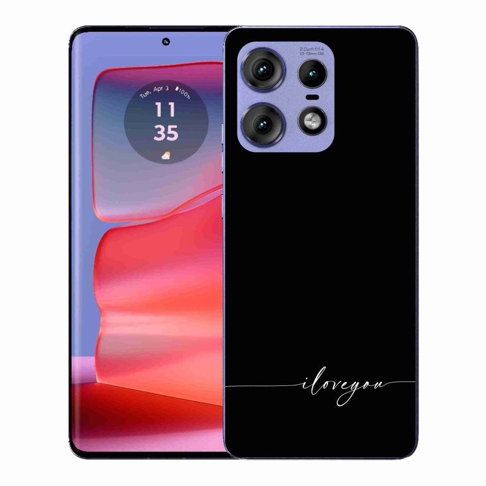 Gelový kryt mmCase na Motorola Edge 50 Pro - I love you černé pozadí