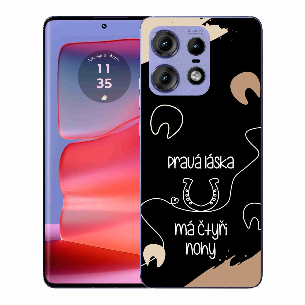 Gelový kryt mmCase na Motorola Edge 50 Pro - koňský motiv černé pozadí