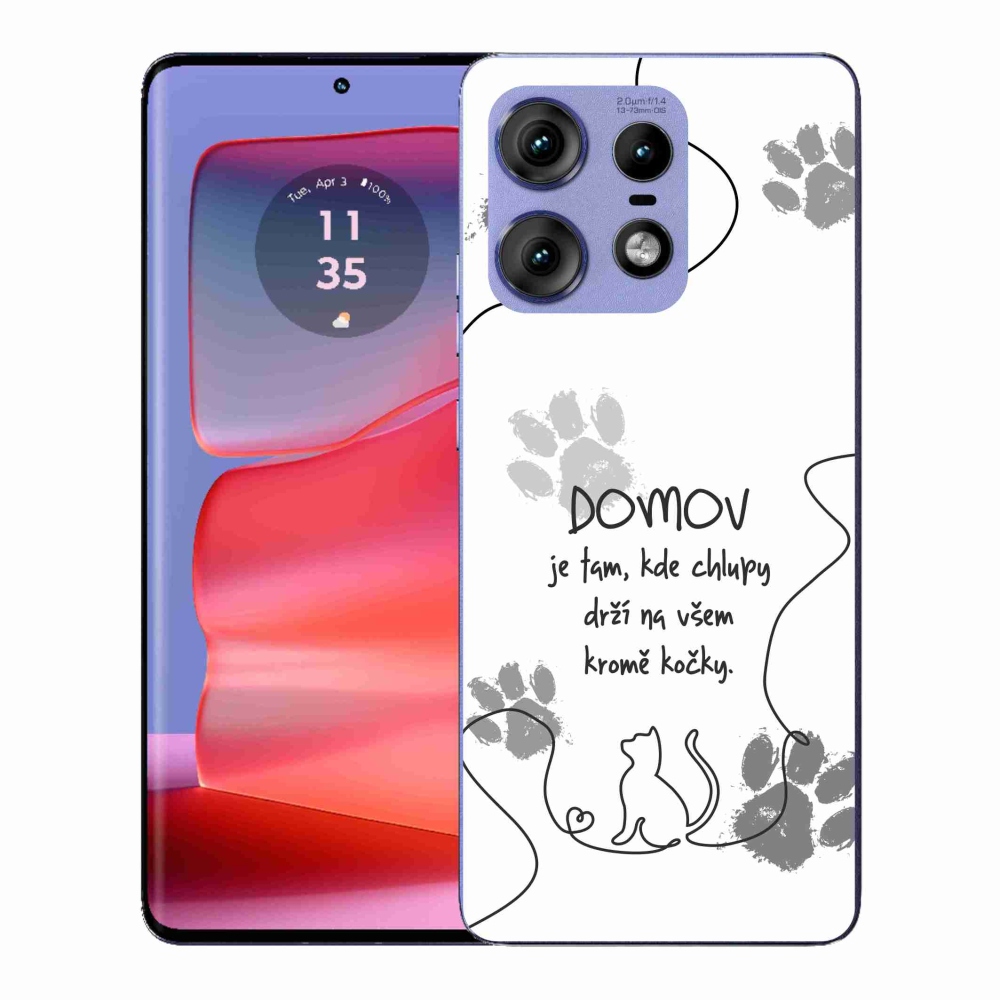 Gelový kryt mmCase na Motorola Edge 50 Pro - kočičí motiv bílé pozadí