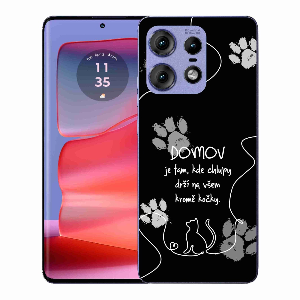 Gelový kryt mmCase na Motorola Edge 50 Pro - kočičí motiv černé pozadí