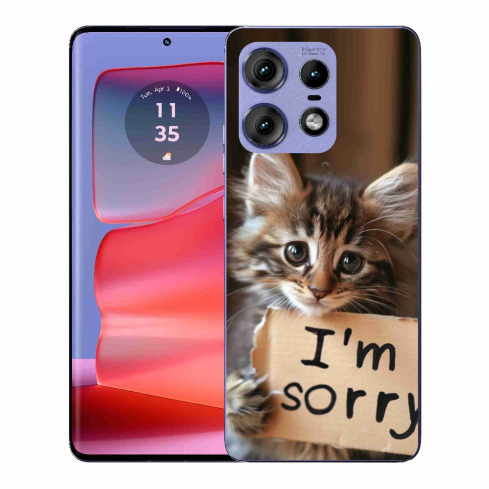 Gelový kryt mmCase na Motorola Edge 50 Pro - kočíčí omluva
