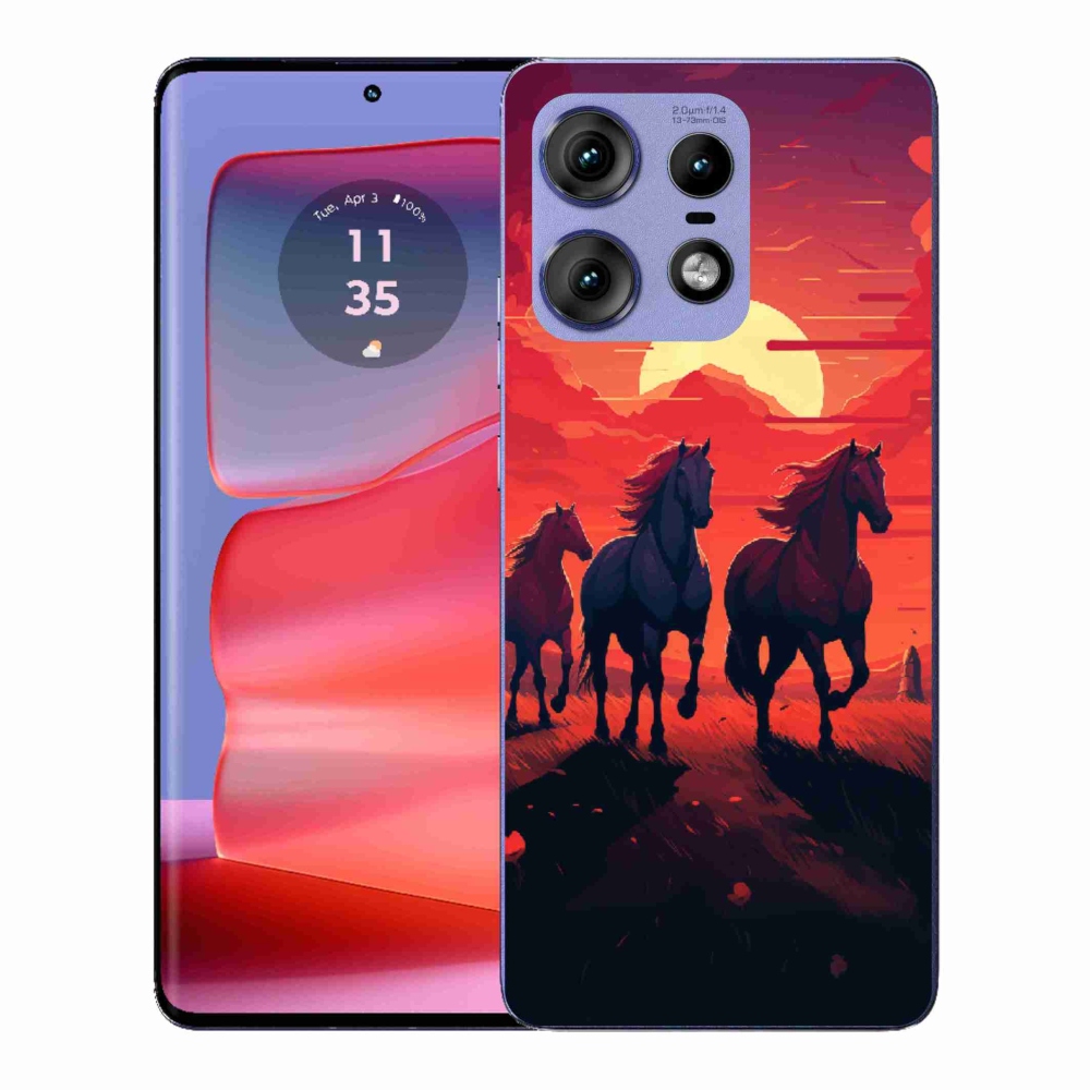 Gelový kryt mmCase na Motorola Edge 50 Pro - koně a západ slunce