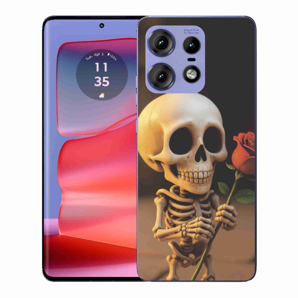 Gelový kryt mmCase na Motorola Edge 50 Pro - kostlivec s růží