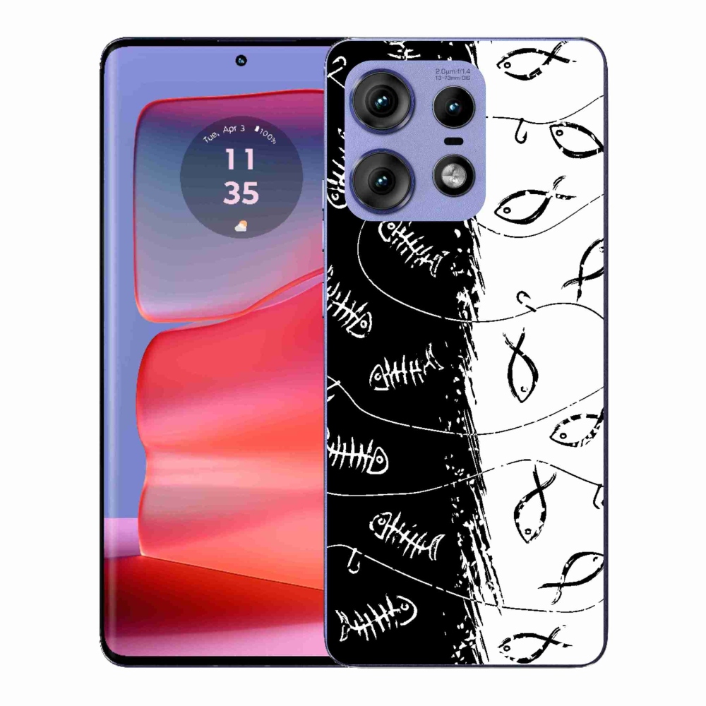 Gelový kryt mmCase na Motorola Edge 50 Pro - kostry a rybky