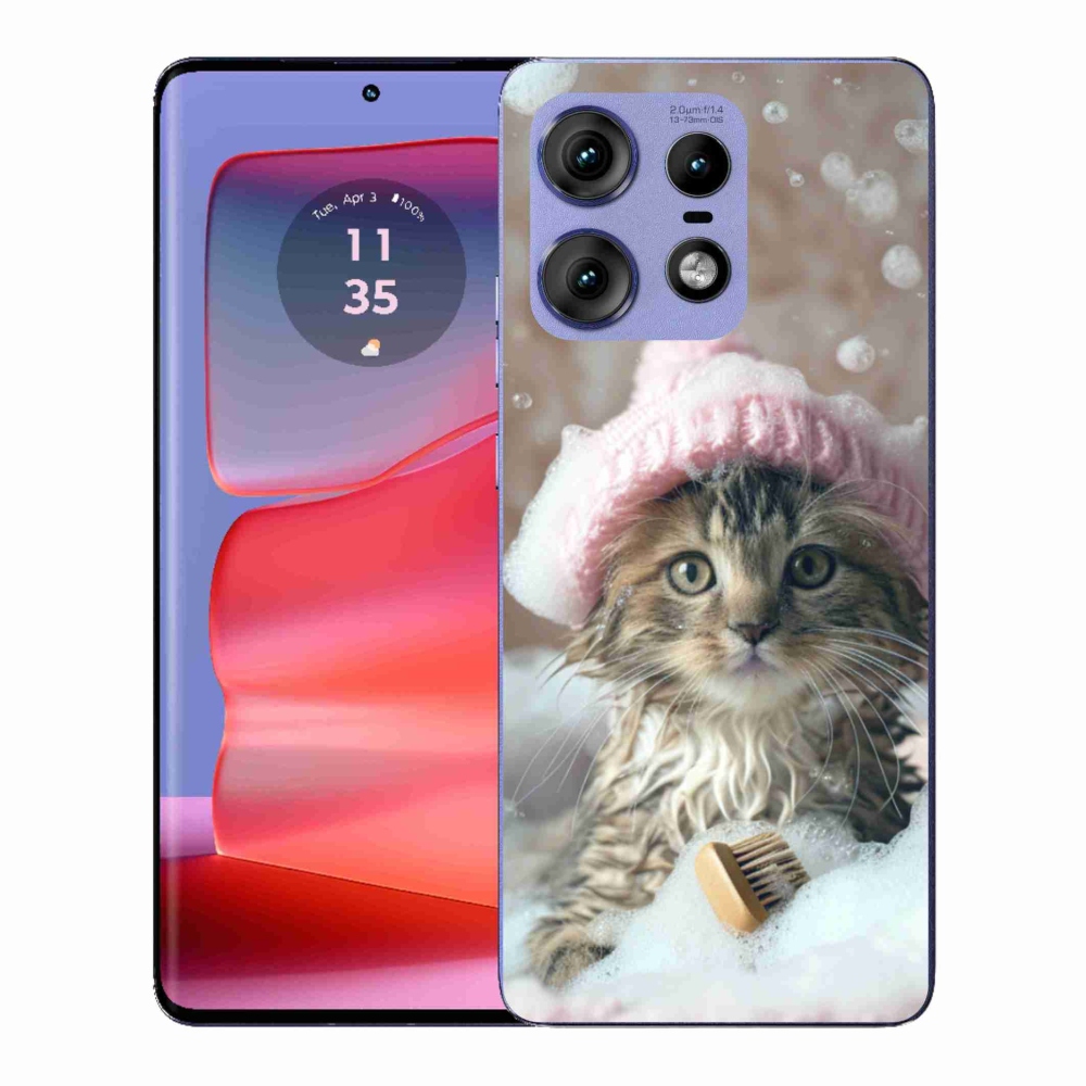 Gelový kryt mmCase na Motorola Edge 50 Pro - kotě a koupel