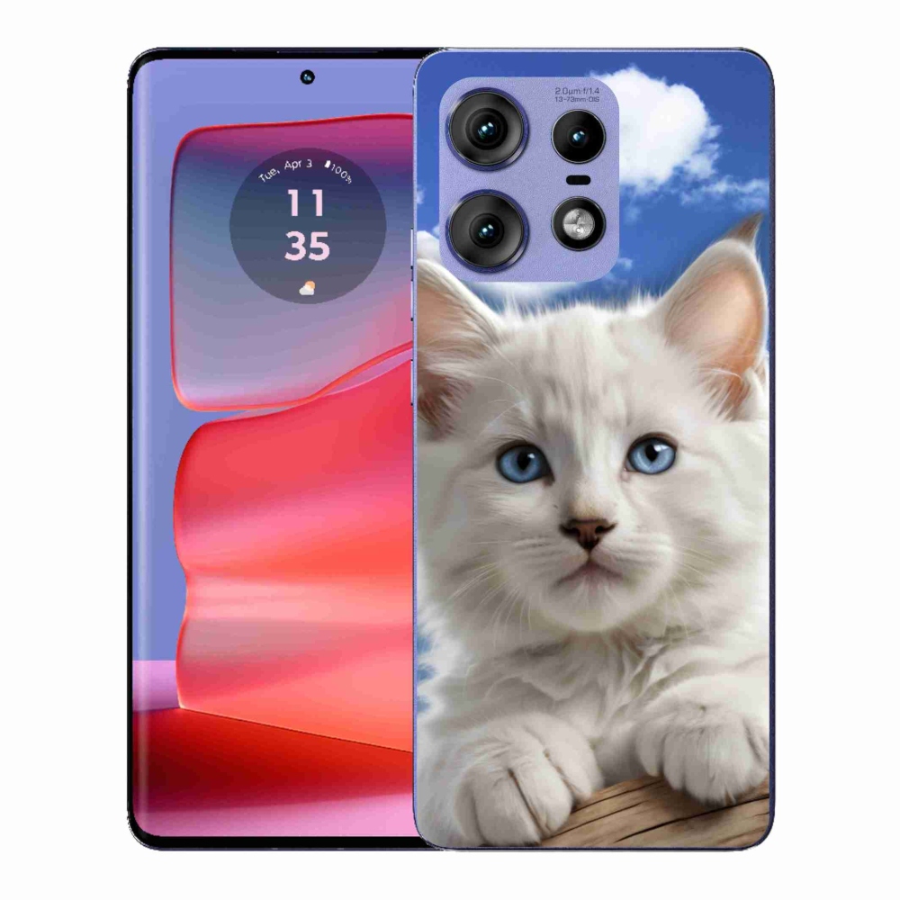 Gelový kryt mmCase na Motorola Edge 50 Pro - kotě a oblaka
