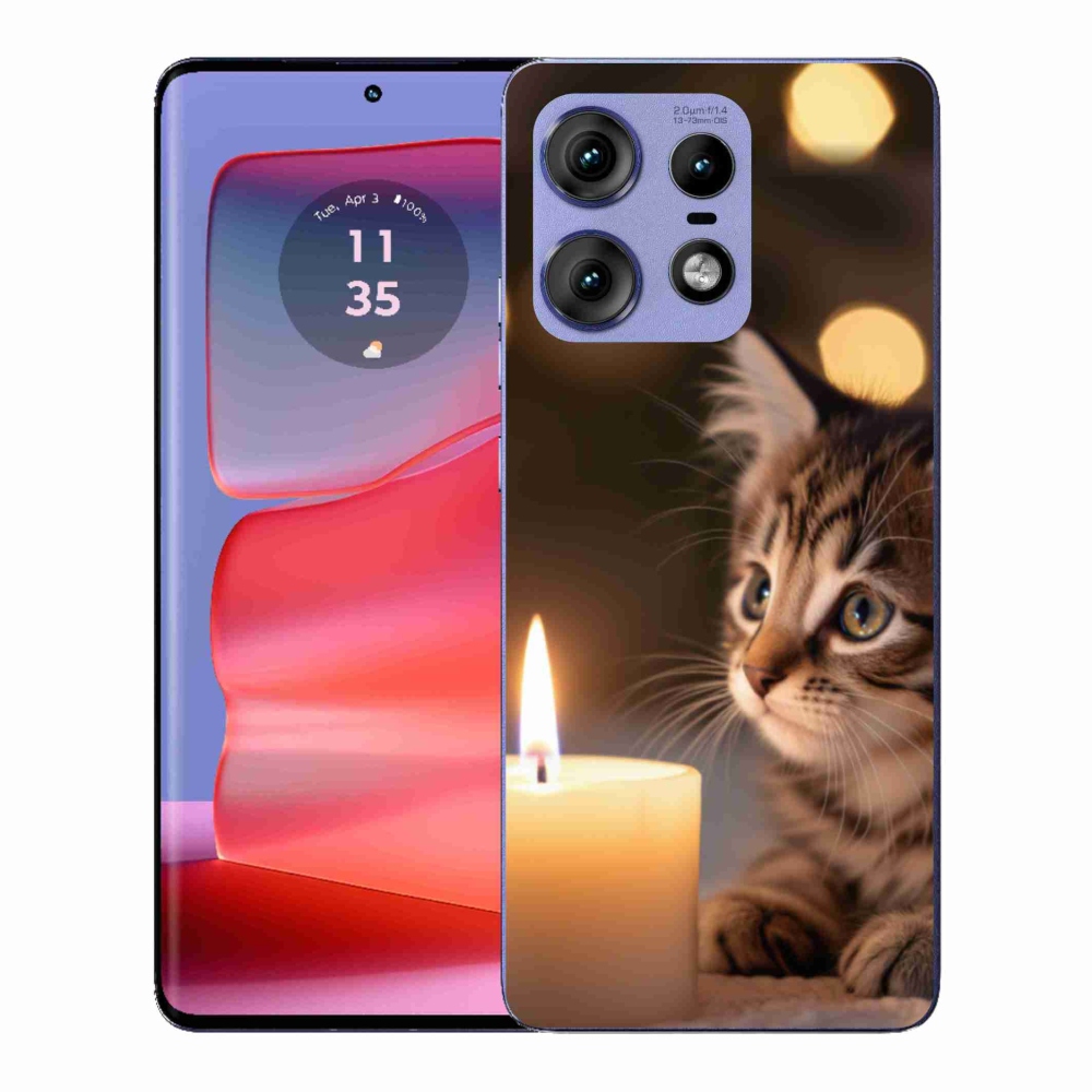 Gelový kryt mmCase na Motorola Edge 50 Pro - kotě a svíčka