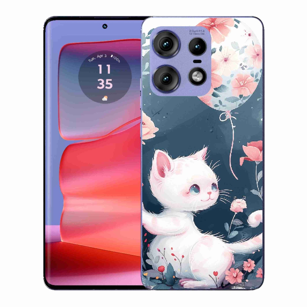 Gelový kryt mmCase na Motorola Edge 50 Pro - kotě s balónkem