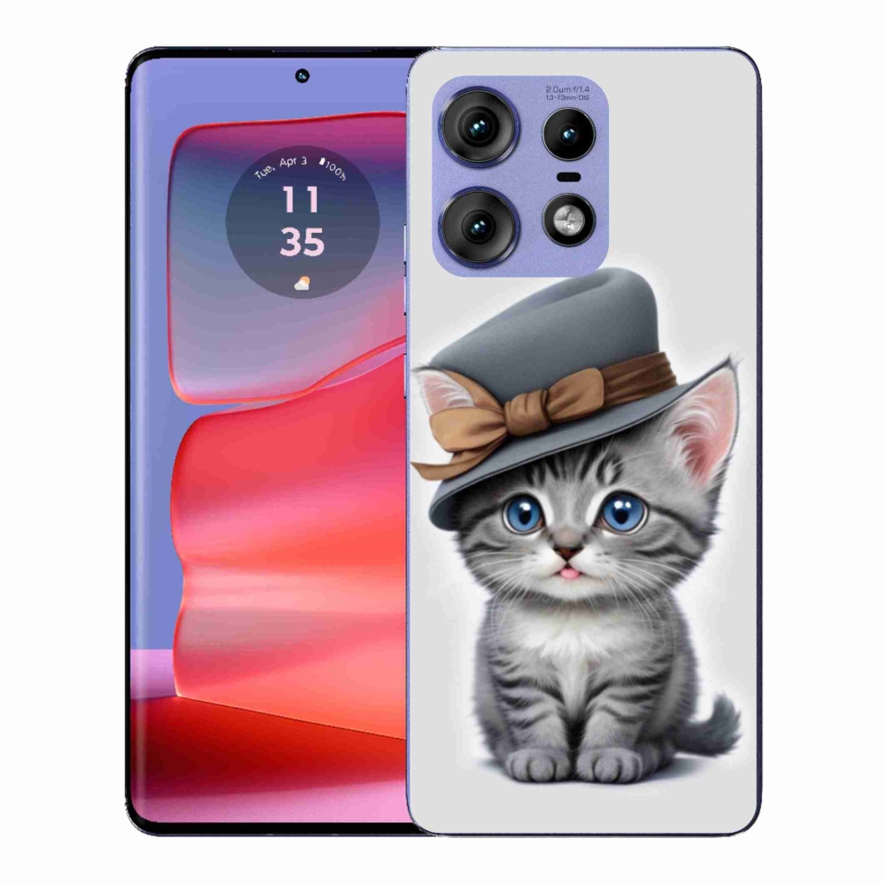 Gelový kryt mmCase na Motorola Edge 50 Pro - kotě s kloboukem