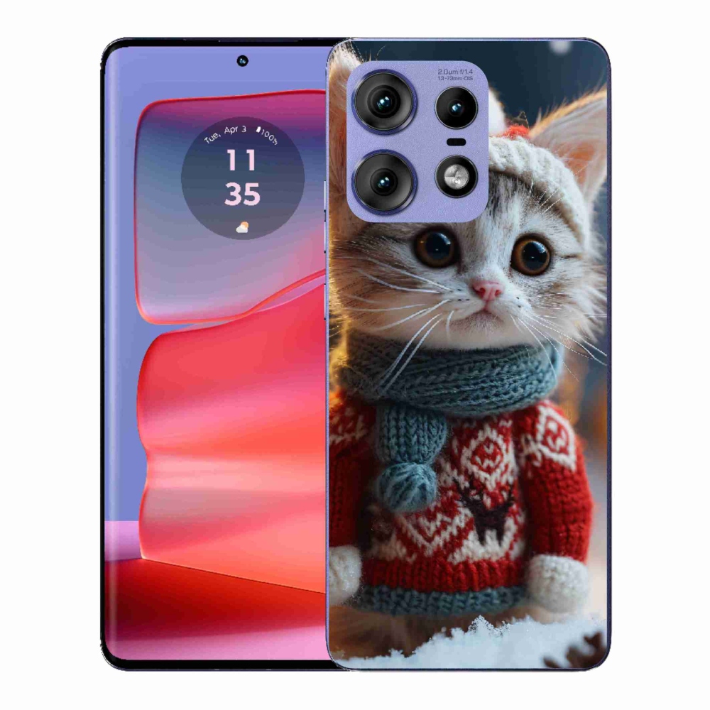 Gelový kryt mmCase na Motorola Edge 50 Pro - kotě ve svetru
