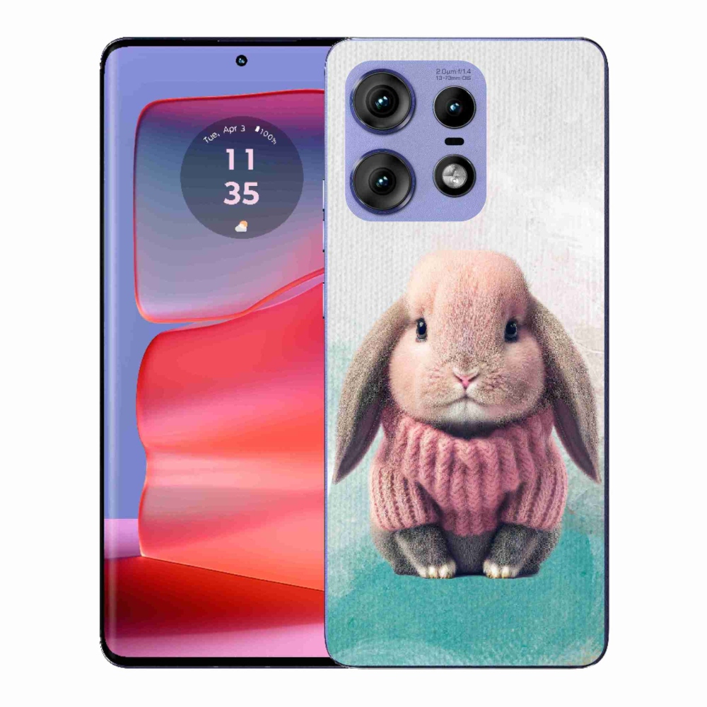 Gelový kryt mmCase na Motorola Edge 50 Pro - králíček ve svetru