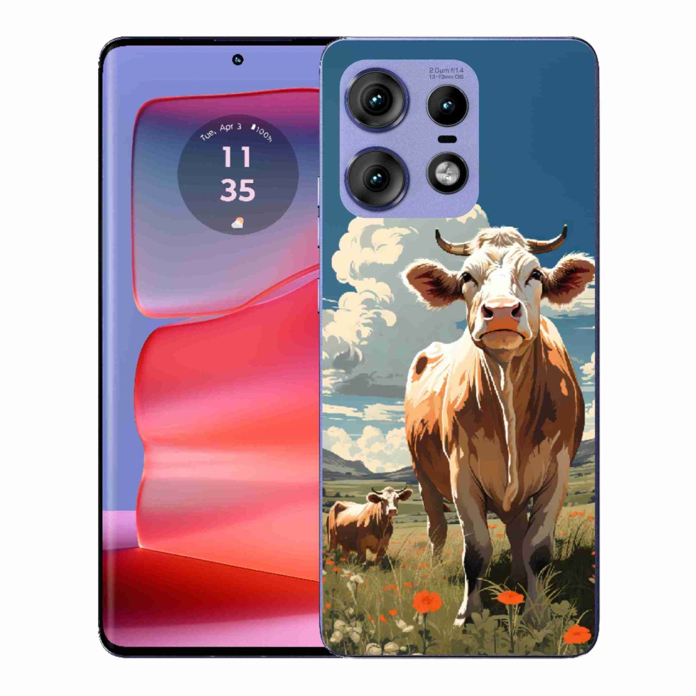 Gelový kryt mmCase na Motorola Edge 50 Pro - krávy na louce