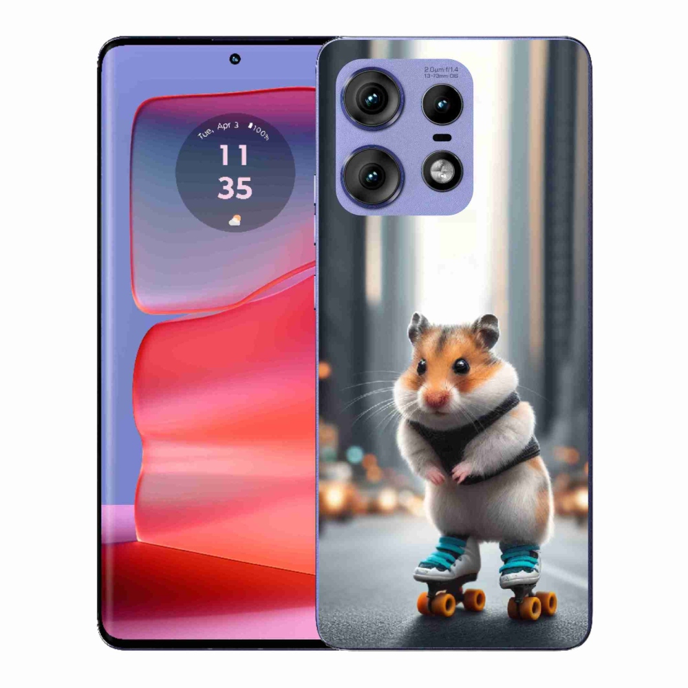 Gelový kryt mmCase na Motorola Edge 50 Pro - křeček na bruslích