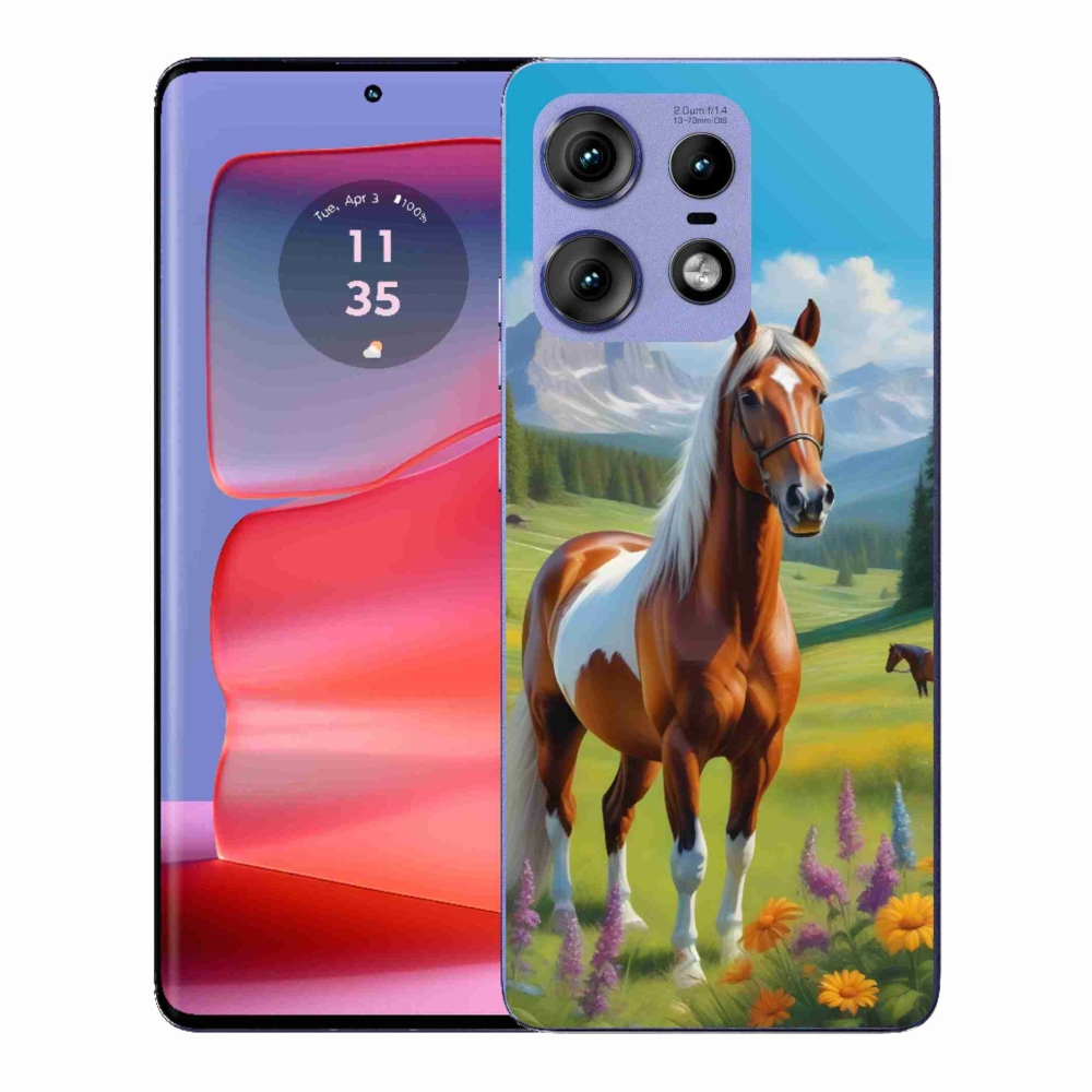 Gelový kryt mmCase na Motorola Edge 50 Pro - kůň na louce